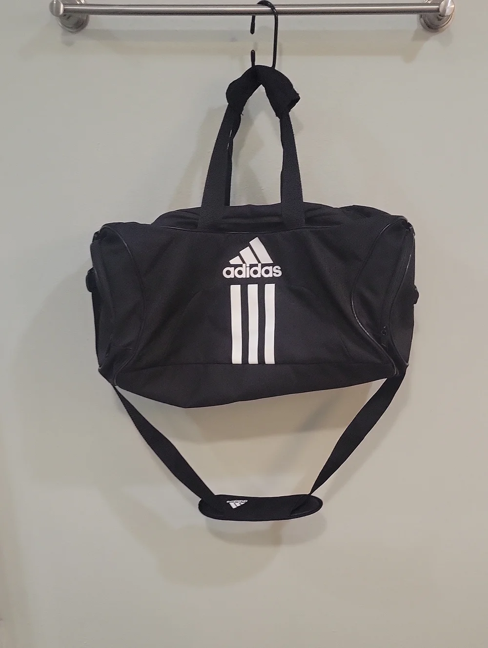 adidas Black Duffel Bag with White Logo
